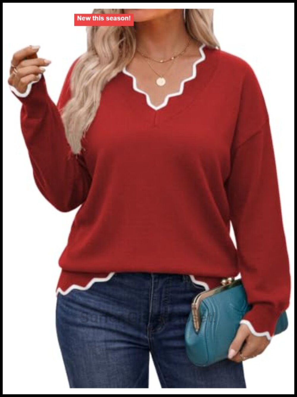 Womens Plus Size Long Sleeve V Neck Sweater Lightweight Knit Pullover Top